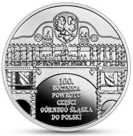 Moneta 10 zł 100 rocz. Powrotu Górnego Śląska do Polski 2022 r. rewers
