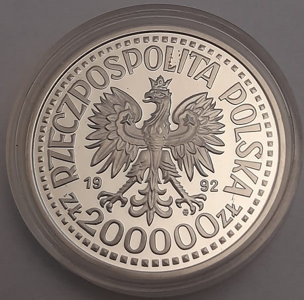 Moneta 200 000 zł Władysław Warneńczyk 1992 awers