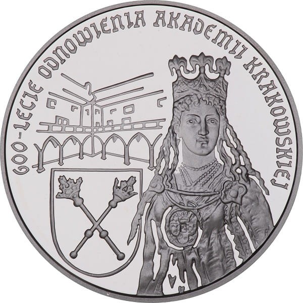 Moneta 10 zł 600-lcie Odnowienia Akademii Krakowskiej 1999 r. rewers