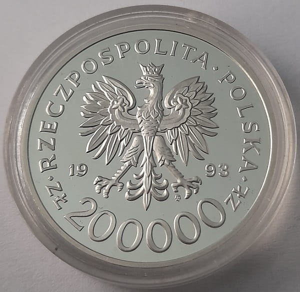 Moneta 200 000 zł 750-lat Szczecina 1993 r. awers