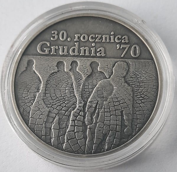 Moneta 10 zł 30 rocznica Grudnia 70 2000 rewers
