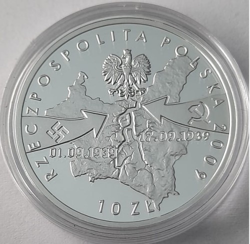 Moneta 10 zł Wrzesień 1939r Wieluń 2009 awers