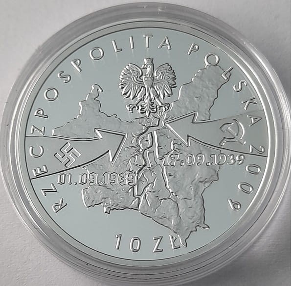 Moneta 10 zł Wrzesień 1939r Wieluń 2009 awers