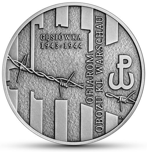 Moneta 10 zł Ofiarom obozu KL Warschau 2020 r. rewers