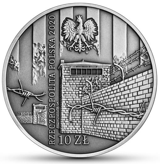 Moneta 10 zł Ofiarom obozu KL Warschau 2020 r. awers