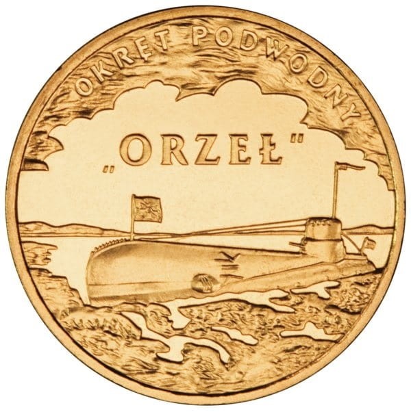Moneta 2 zł Okręt Podwodny Orzeł 2012 r. rewers