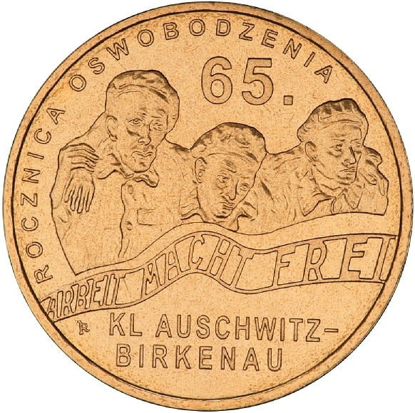 Moneta 2 zł 65 rocznica Oswobodzenia Auschwitz-Birkenau 2010 rewers