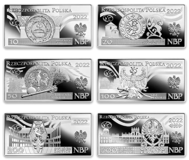 Zestaw monet Polskie Banknoty Obiegowe 2022 r. awers