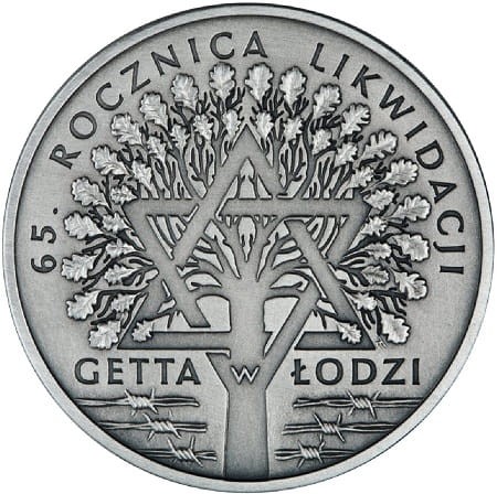 Moneta 20 zł 65 rocznica Likwidacji Getta w Łodzi 2009 rewers
