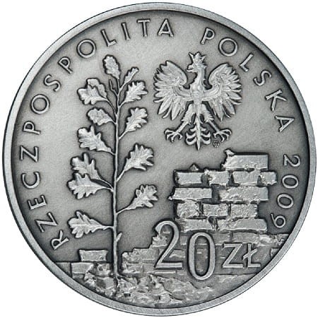 Moneta 20 zł 65 rocznica Likwidacji Getta w Łodzi 2009 awers