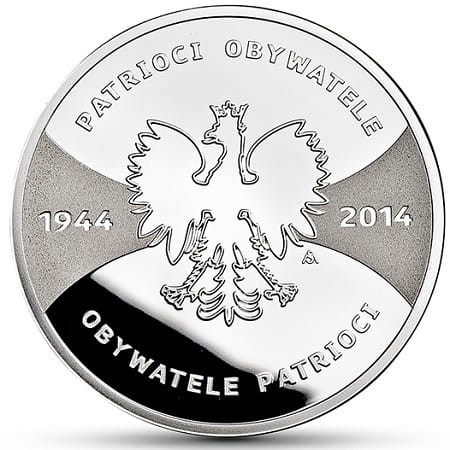 Moneta 20 zł Patrioci 1944 Obywatele 2014 r. rewers