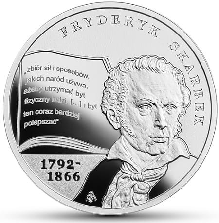 Moneta 10 zł Fryderyk Skarbek 2018 r. rewers