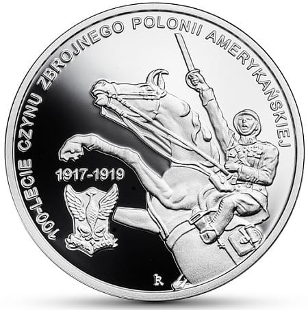 Moneta 10 zł 100-lecie czynu zbrojnego Polonii amerykańskiej 2018 r. rewers