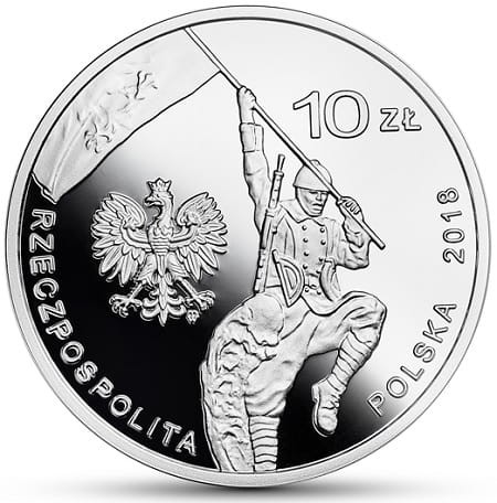 Moneta 10 zł 100-lecie czynu zbrojnego Polonii amerykańskiej 2018 r. awers