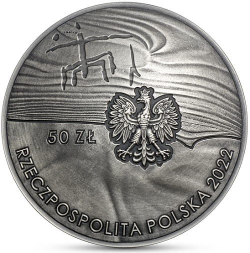 Moneta 50 zł 100 rocz Odkrycia Krzemionki Opatowskie 2022 awers