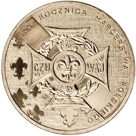 Moneta 2 zł 100 rocznica Harcerstwa Polskiego 2010 rewers