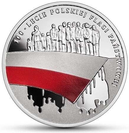 Moneta 10 zł 100-lecie Polskiej Flagi Państwowej 2019 r. rewers