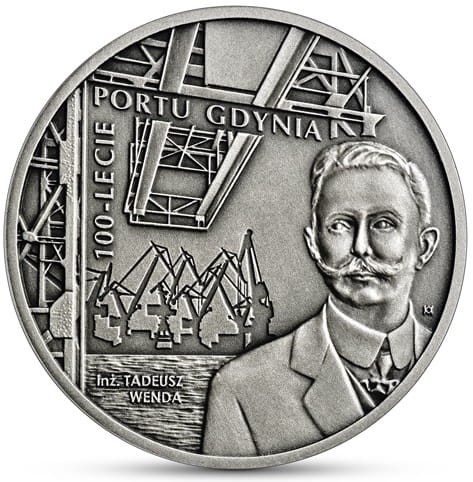 Moneta 10 zł 100-lecie Portu Gdynia 2022 r. rewers