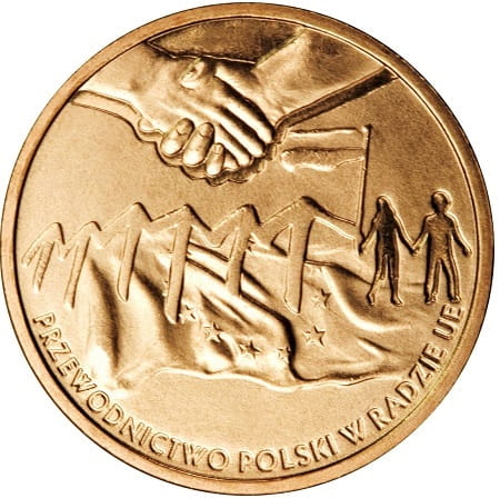 Moneta 2 zł 2011 przewodnictwo Polski w radzie Unii Europejskiej rewers