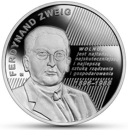 Moneta 10 zł Ferdynand Zweig 2021 rewers