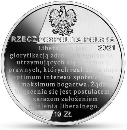 Moneta 10 zł Ferdynand Zweig 2021 awers