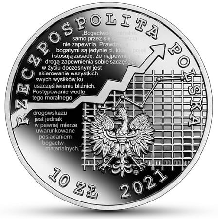 Moneta 10 zł Adam Krzyżanowski 2021 awers