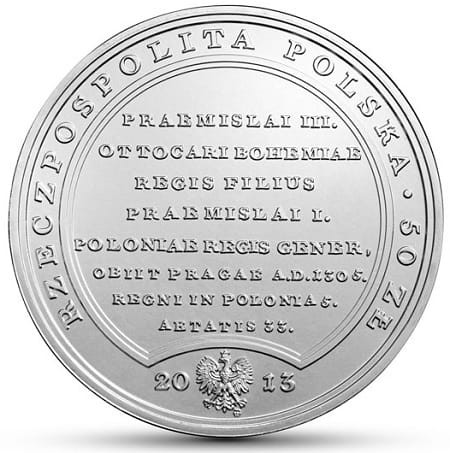 Moneta 50 zł Wacław II Czeski 2013 r. awers