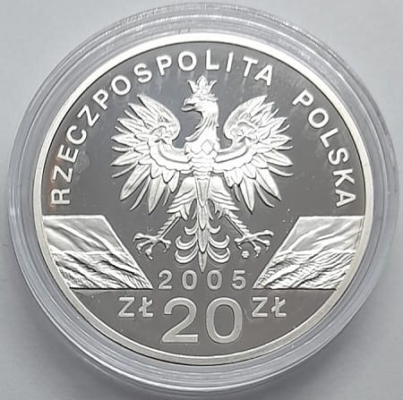 Moneta 20 zł Puchacz 2005 r. rewers