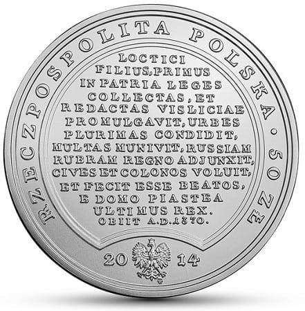 Moneta 50 zł Kazimierz Wielki 2014 r awers