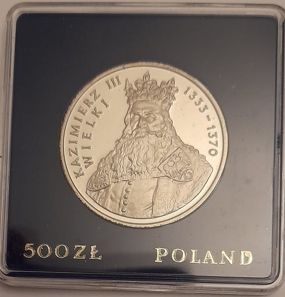 Moneta 500 zł Kazimierz Wielki 1987 rewers