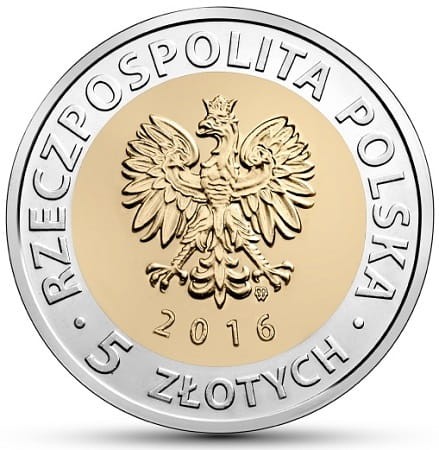 Moneta 5 zł Zamek Książąt Pomorskich w Szczecinie 2016 awers