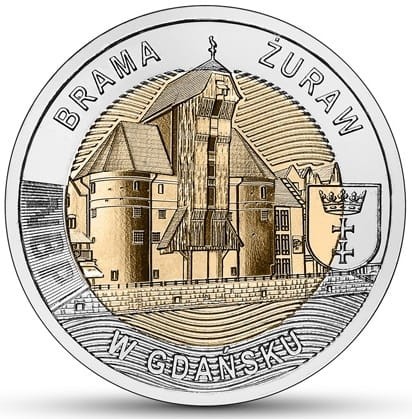 Moneta okolicznościowa 5 zł Brama Żuraw w Gdańsku 2021 rewers