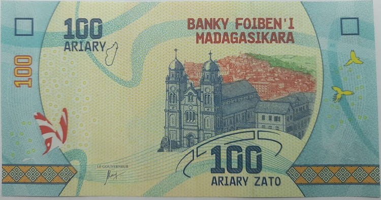 Madagaskar Banknot 100 Ariary 2017 r. awers