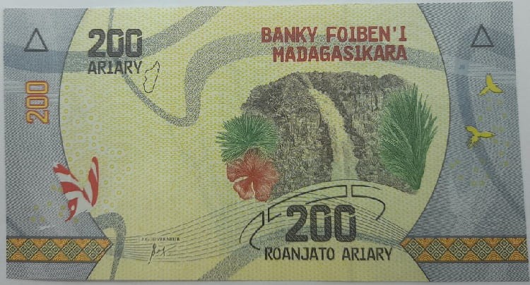 Madagaskar Banknot 200 Ariary 2017 r. rewers