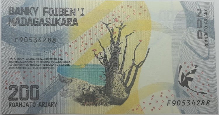 Madagaskar Banknot 200 Ariary 2017 r. awers