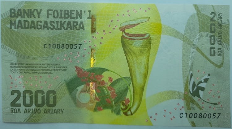Madagaskar Banknot 2000 Ariary 2017 r. rewers