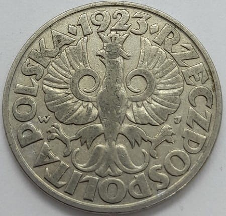 Moneta 50 groszy 1923 r. awers