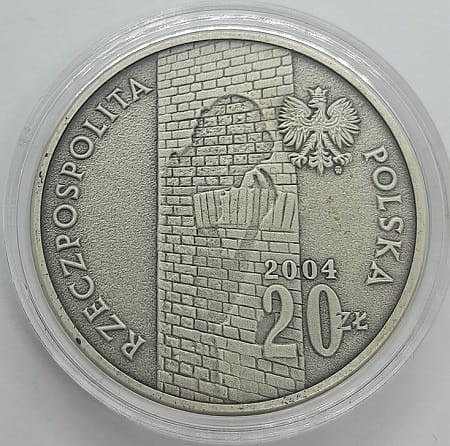 Moneta 20 zł Pamięci Ofiar Getta w Łodzi 2004 r. awers