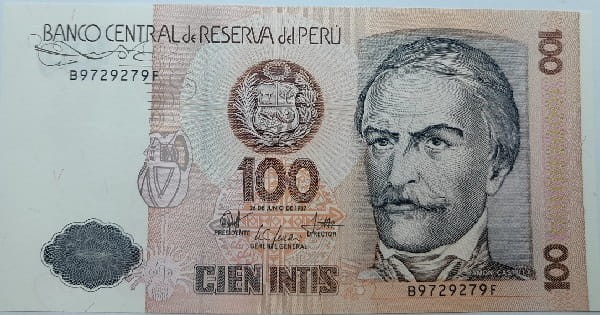 Peru Banknot 100 Intis 1987 r. UNC awers