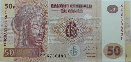 Kongo banknot 50 franków 2013 awers