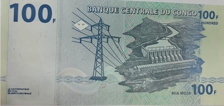 Kongo Banknot 100 Franków 2013 r. rewers