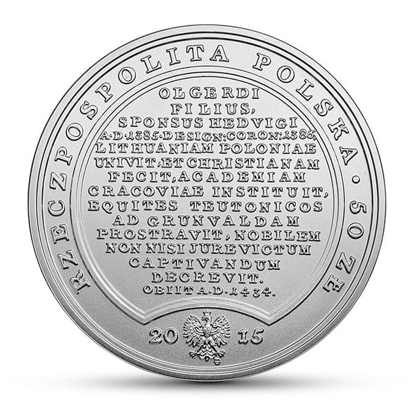 Moneta 50 zł Władysław Jagiełło 2015 r. awers