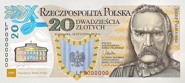 Banknot 20 zł 100. rocznica utworzenia Legionów Polskich 2014 awers