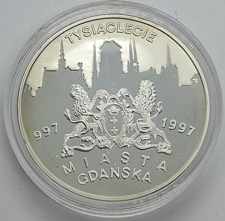Moneta 20 zł Tysiąclecie Miasta Gdańska 1996 r. rewers