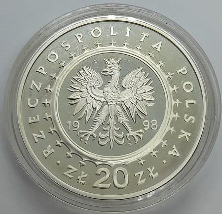 Moneta 20 zł Zamek w Kórniku 1998 r. awers