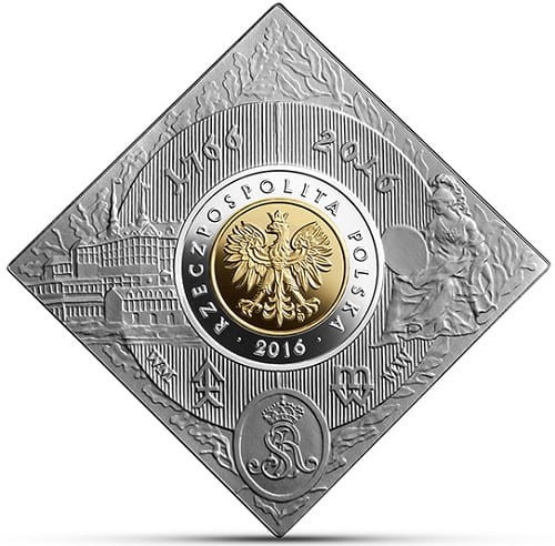 Moneta 5 zł 250 rocznica założenia Mennicy Warszawskiej 2016 awers
