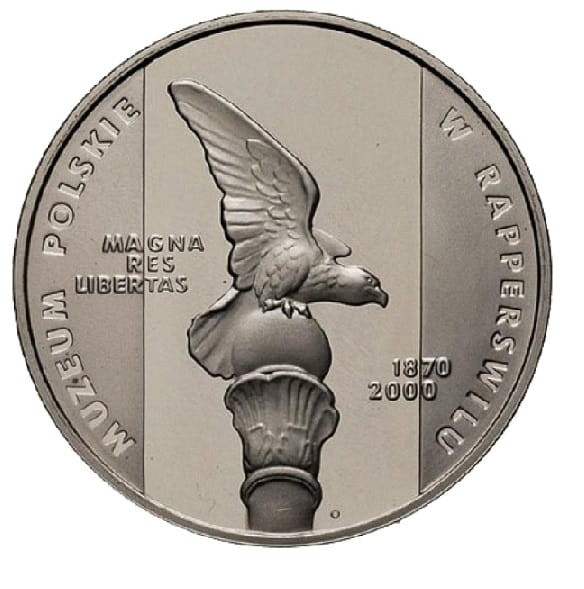 Moneta 10 zł Muzeum Polskie w Rapperswilu 2000 r. rewers