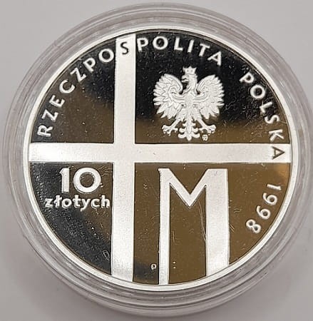 Moneta 10 zł 20-lecie pontyfikatu Jana Pawła II 1998 awers
