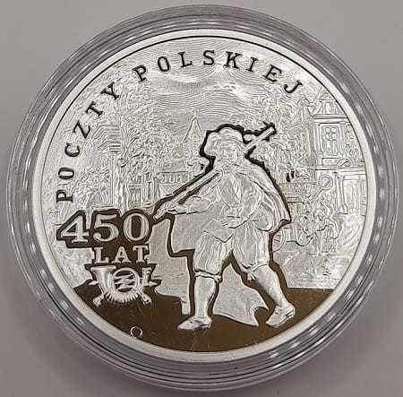 Moneta 10 zł 450 lat Poczty Polskiej 2008 rewers