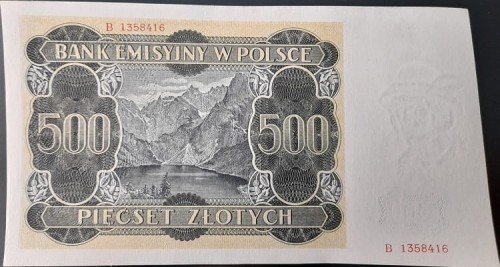 Banknot 500 zł 1940 r. rewers